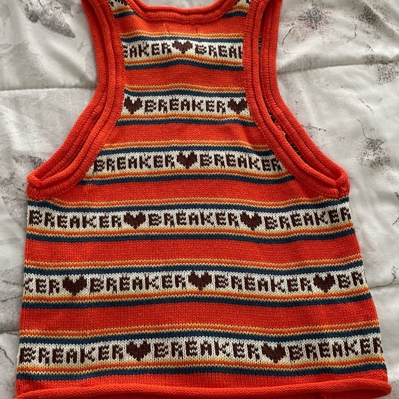 BDG Urban Outfitters Heart Breaker Orange brown knit cropped vest top, size XS - Picture 9 of 13
